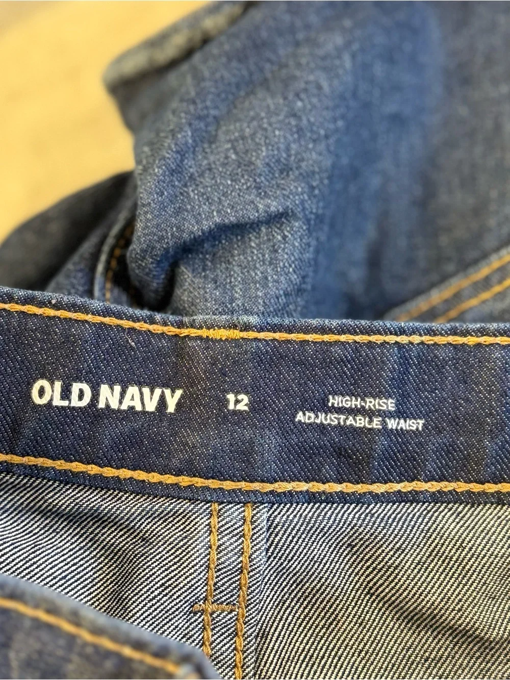 Old Navy Dark Blue Denim Frayed Hem Girls High-waisted Shorts Size 12